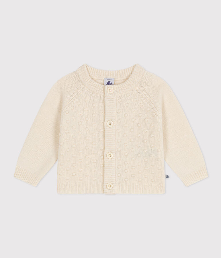 Baby-Cardigan aus Woll-/recyceltem Nylon naturfarben