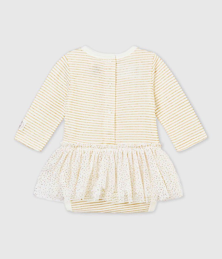Baby M&auml;dchenBodykleid weiss/gelb