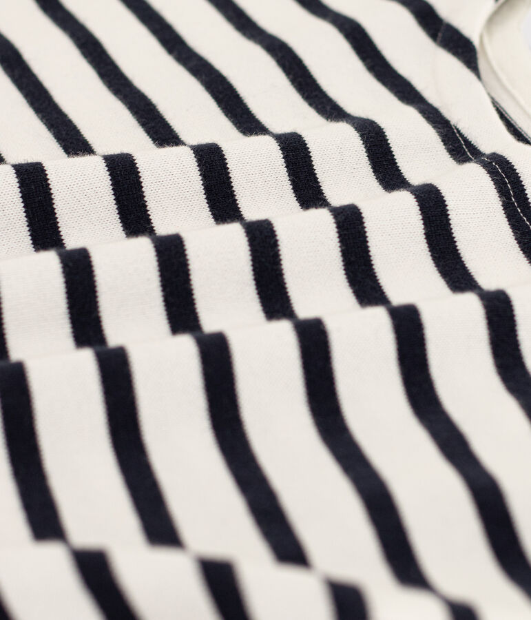 Kurz&auml;rmeliges, gestreiftes Kinder-T-Shirt aus Baumwolle f&uuml;r M&auml;dchen weiss/blau