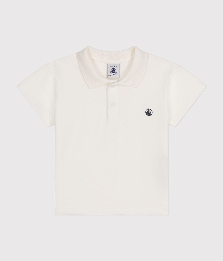 Kurz&auml;rmeliges Baby-Poloshirt aus Baumwolle weiss