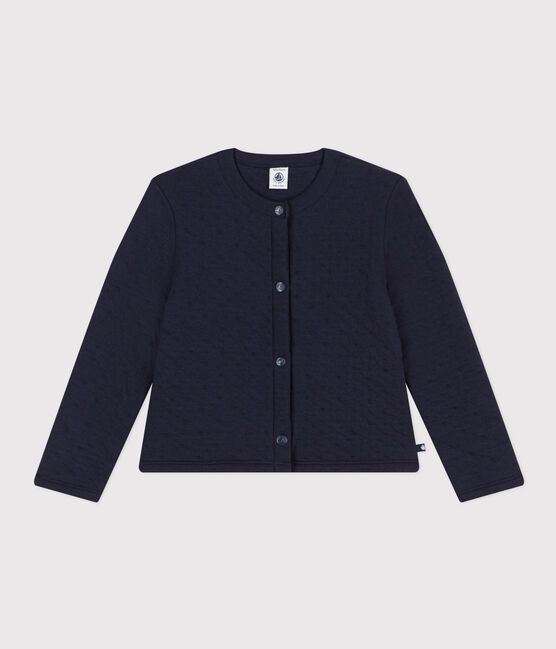 Kinder-Cardigan aus gestepptem Doppeljersey für Mädchen blau SMOKING