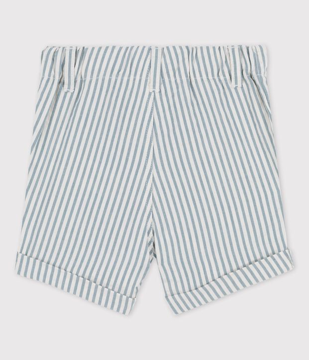 Gestreifte Baby-Shorts aus Seersucker gr&uuml;n/weiss