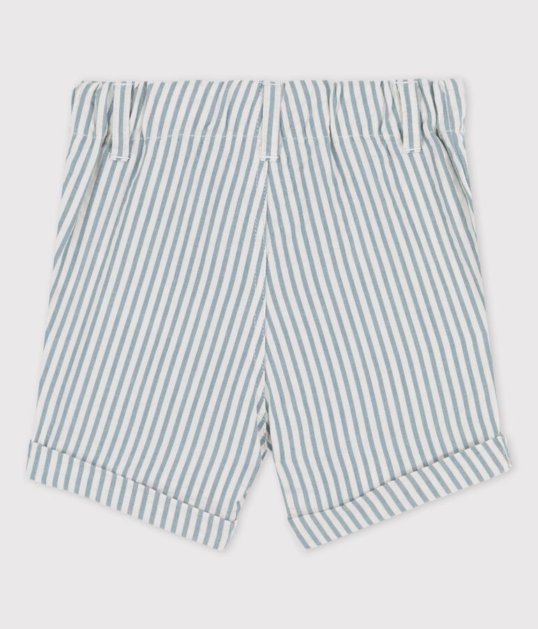 Gestreifte Baby-Shorts aus Seersucker gr&uuml;n/weiss