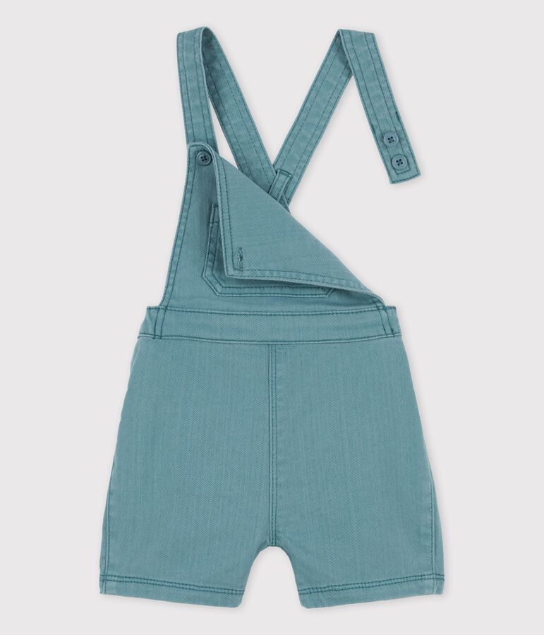 Kurze Baby-Latzhose aus gef&auml;rbtem Denim gr&uuml;n