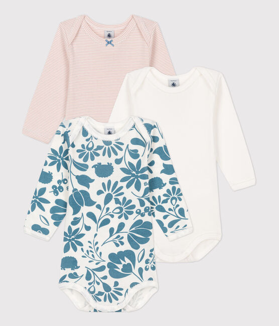 3er-Set langärmelige Baby-Bodys aus Baumwolle mit Blumenmotiv variante 1