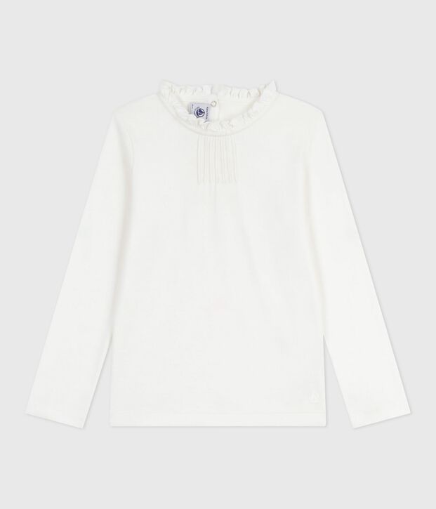 Lang&auml;rmeliges Kinder-T-Shirt aus einfarbiger Baumwolle weiss