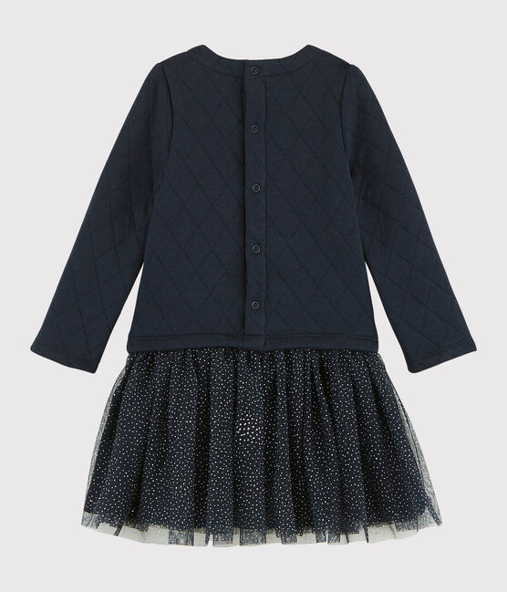 Langärmeliges Baby-Kleid für Mädchen blau SMOKING
