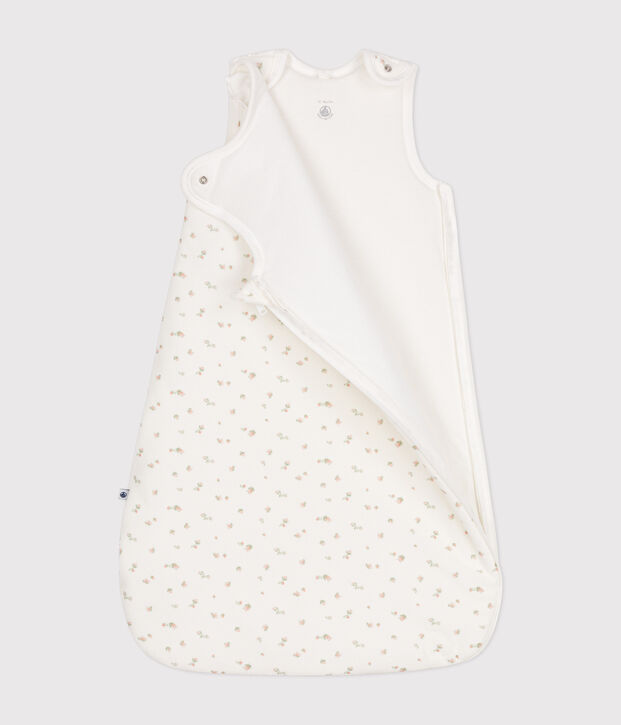 Baby-Schlafsack aus Nicki mit Blumenmotiv TOG-Wert 3 weiss/vielfarbig