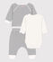 Klassisches Dreiteiliges Baby-Set aus Bio-Baumwolle weiss MARSHMALLOW/blau SMOKING