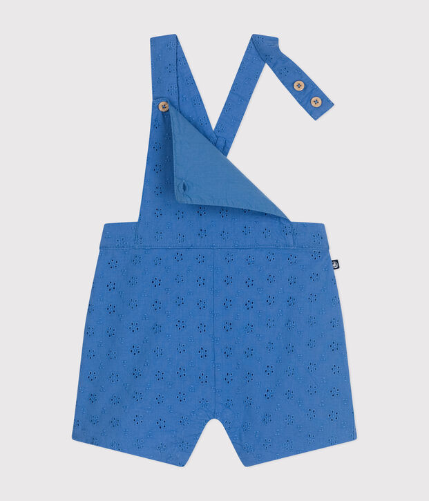 Kurze Baby-Latzhose aus englischer Spitze blau