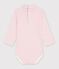Baby-Body aus Baumwolle mit Rollkragen und Streifen rosa/rosa