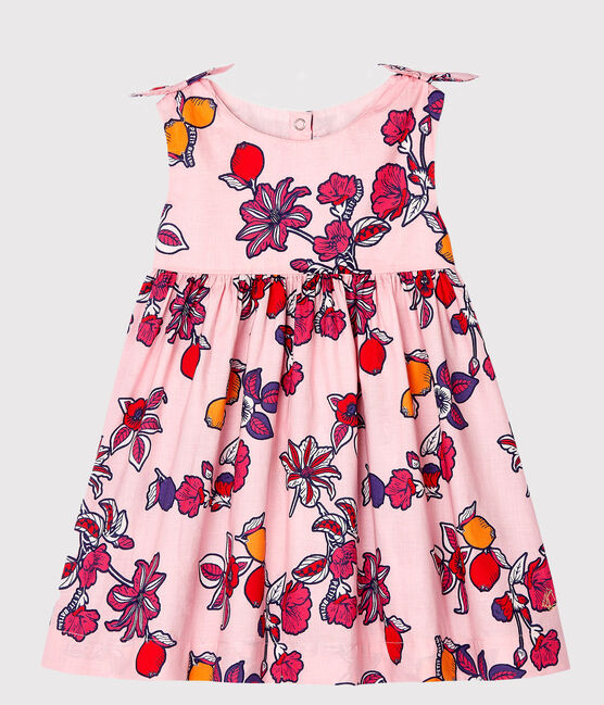 Gemustertes ärmelloses Baby-Kleid für Mädchen rosa MERVEILLE/weiss MULTICO