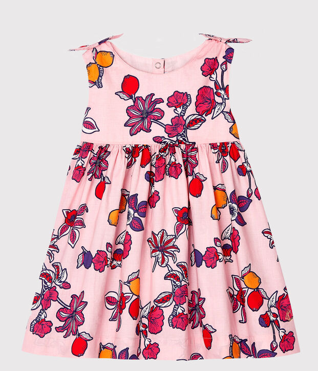 Gemustertes &auml;rmelloses Baby-Kleid f&uuml;r M&auml;dchen rosa/vielfarbig