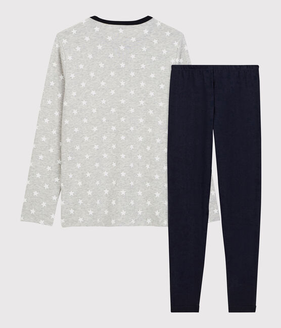 Kinderpyjama aus Baumwolle mit Sternen-Motiv für Jungen grau BELUGA/weiss MARSHMALLOW