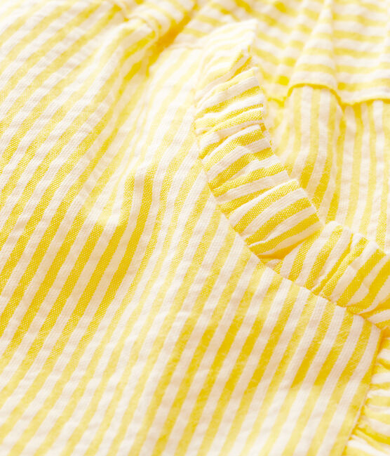 Gestreifte Baby-Shorts für Mädchen aus Seersucker gelb SHINE/weiss MARSHMALLOW