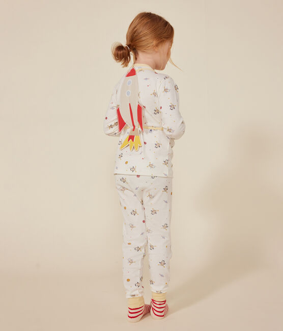 Kinder-Pyjama zum Verkleiden aus Baumwolle mit Raumfahrtmotiven weiss MARSHMALLOW/weiss MULTICO
