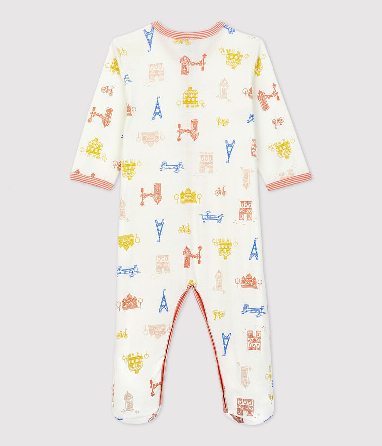 Baby-Strampler aus Baumwolle mit Paris-Print weiss/vielfarbig