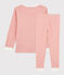 Kinderpyjama aus Bio-Baumwolle mit Ringelstreifen rosa PAPAYE/ MARSHMALLOW