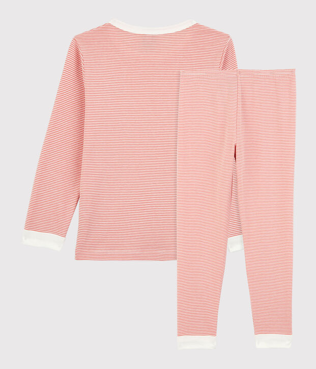 Kinderpyjama aus Bio-Baumwolle mit Ringelstreifen rosa/weiss