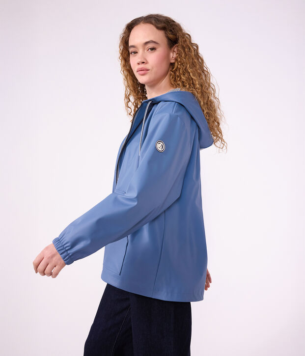 Kurze Damen-Regenjacke blau