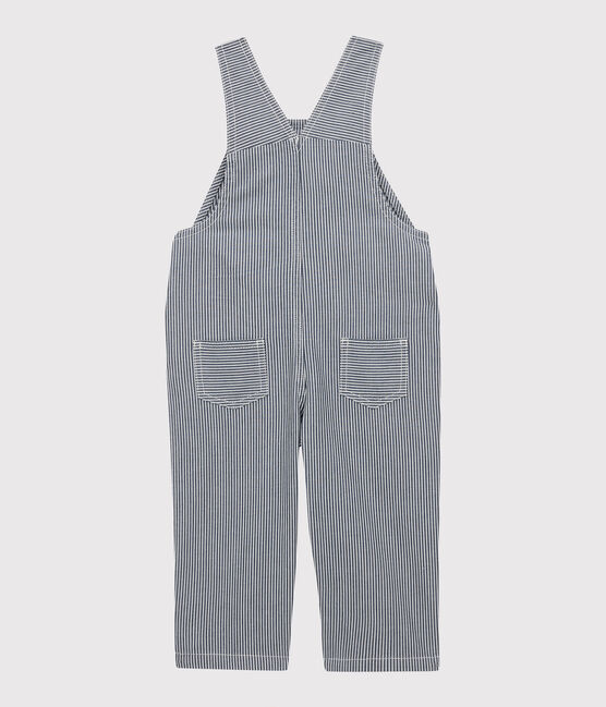 Baby-Latzhose aus Leinen. blau SMOKING/weiss MARSHMALLOW