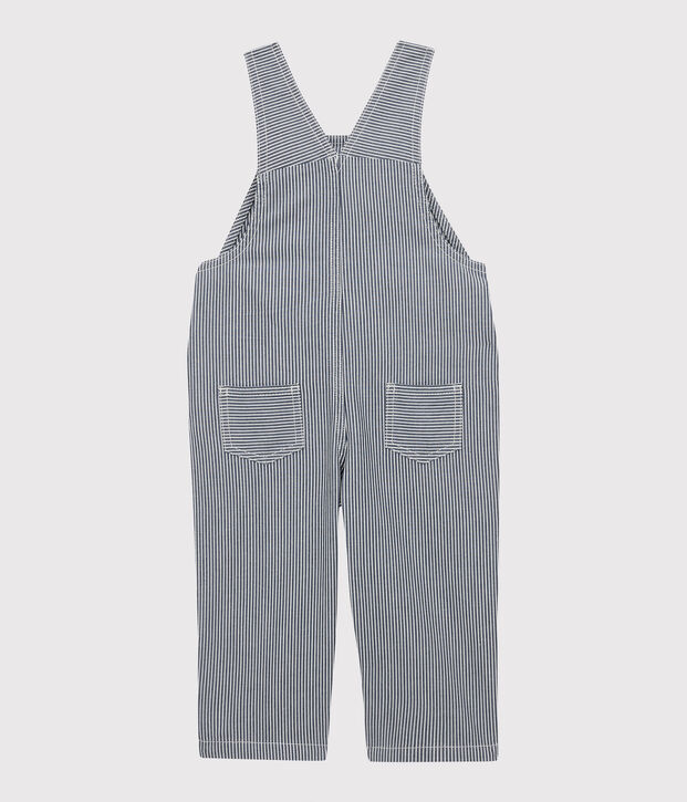 Baby-Latzhose aus Leinen. blau/weiss