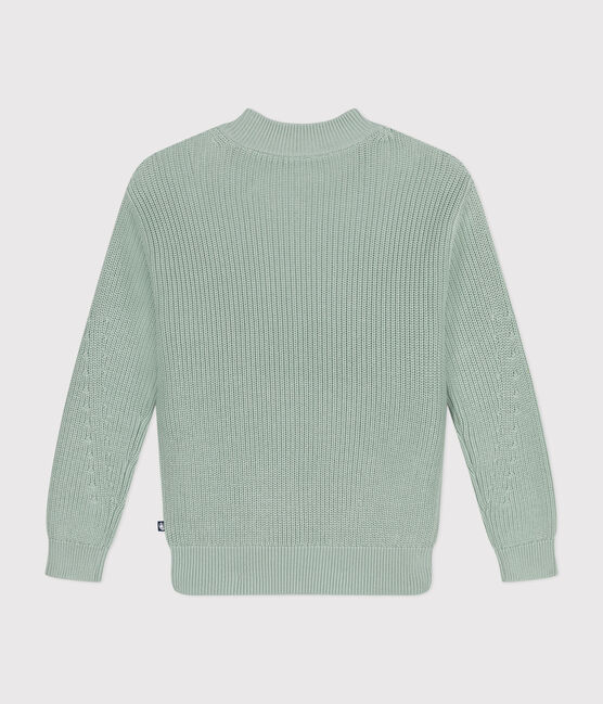 Damenpullover mit Patentmuster aus Baumwolle grün HERBIER