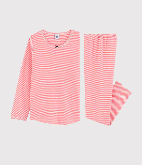 Pyjama aus Baumwolle mit Milleraies-Streifen rosa PEACHY/weiss MARSHMALLOW