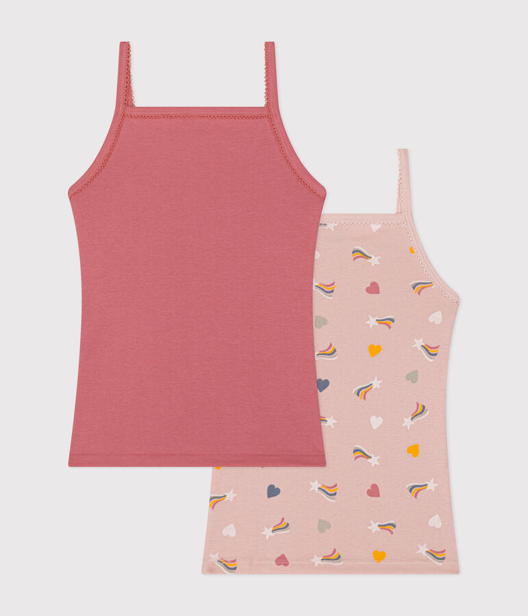 2er-Set Kinder-Spaghetti-Tops aus Baumwolle mit Herzmotiv vielfarbig