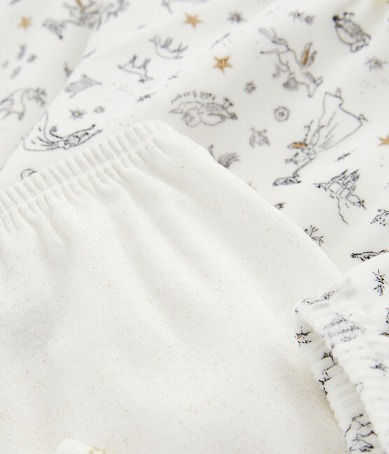Nachthemd aus Samt mit Leggings für Mädchen weiss MARSHMALLOW/weiss MULTICO