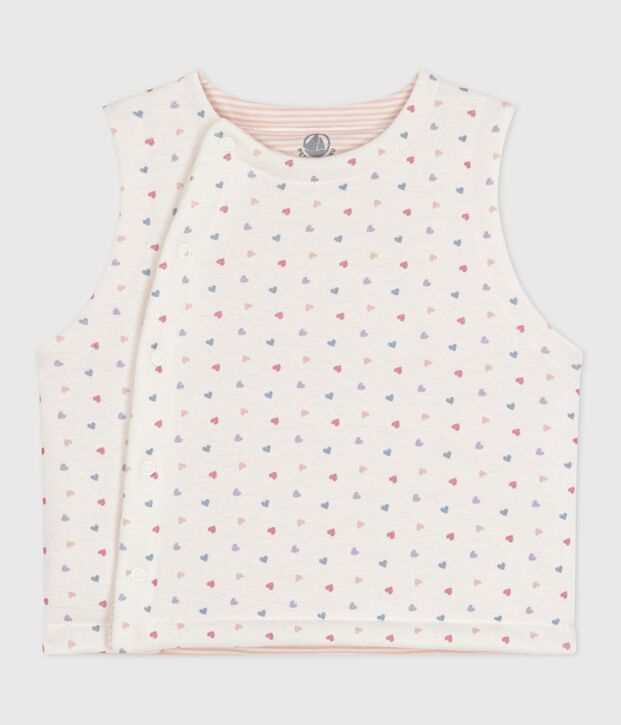 Wendbare Baby-Weste aus bedruckter Baumwolle weiss/vielfarbig