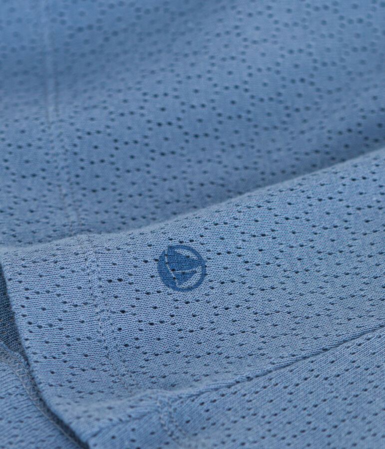 Damen-Kurznachthemd aus Baumwolle in Ajour-Optik blau BEACH