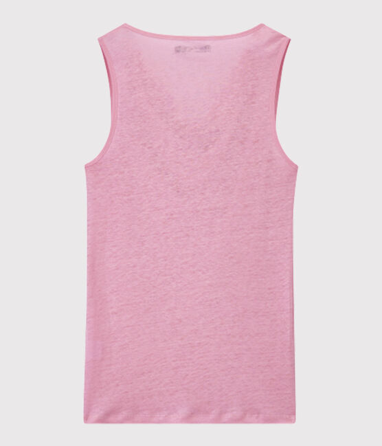 Damen-Top aus irisierendem Leinen rosa BABYLONE/grau ARGENT