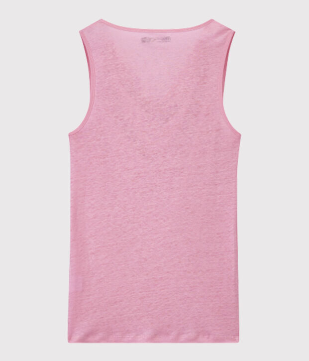 Damen-Top aus irisierendem Leinen rosa/grau