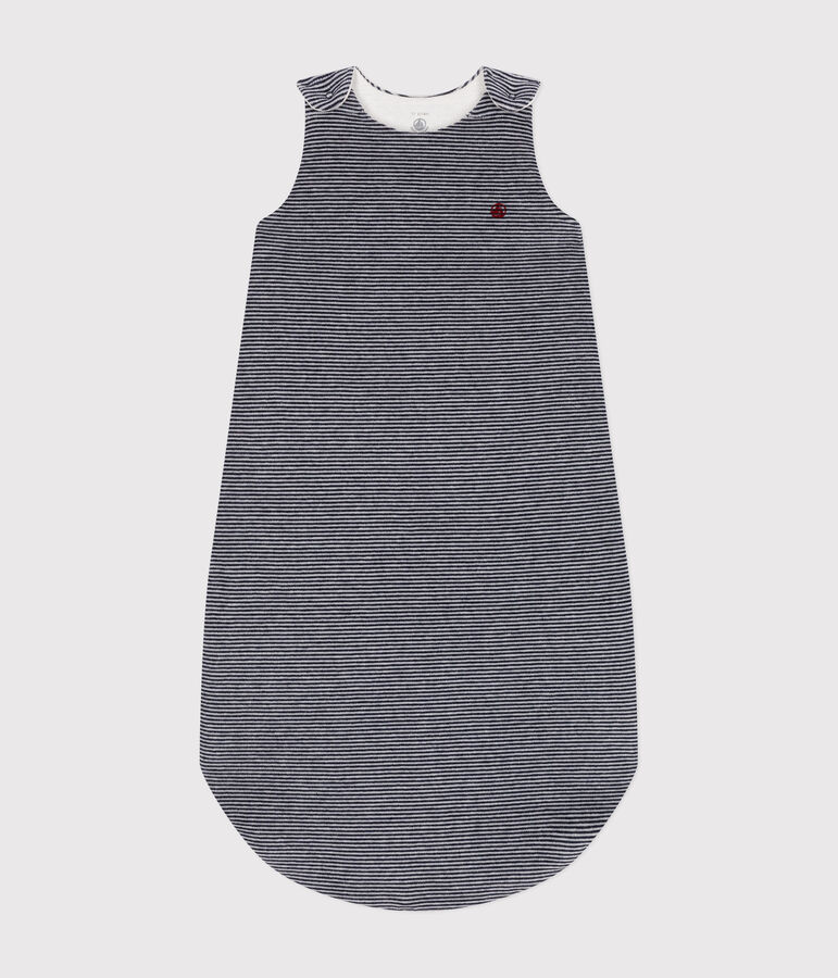 Babyschlafsack aus Samt mit Ringelstreifen blau/weiss