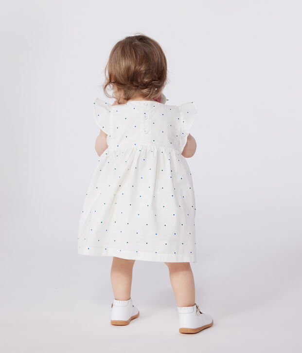 Baby-Kleid und Bloomer aus Baumwolle mit P&uuml;nktchen-Muster weiss/vielfarbig