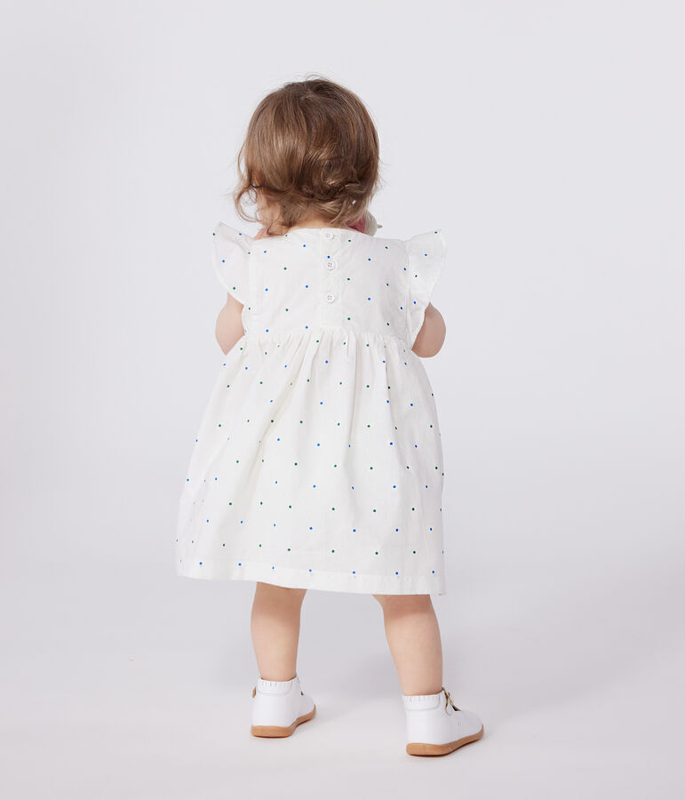 Baby-Kleid und Bloomer aus Baumwolle mit P&uuml;nktchen-Muster weiss/vielfarbig