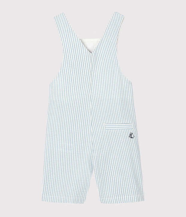 Gestreifte Baby-Kurzlatzhose f&uuml;r Jungen blau/weiss