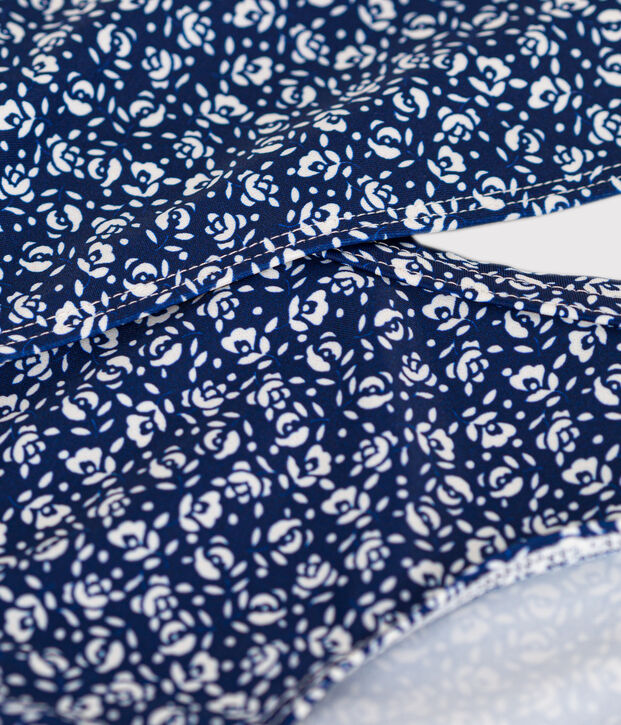 Gemusterter zweiteiliger Badeanzug f&uuml;r M&auml;dchen blau/weiss