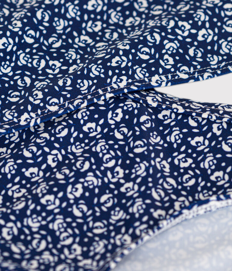 Gemusterter zweiteiliger Badeanzug f&uuml;r M&auml;dchen blau/weiss