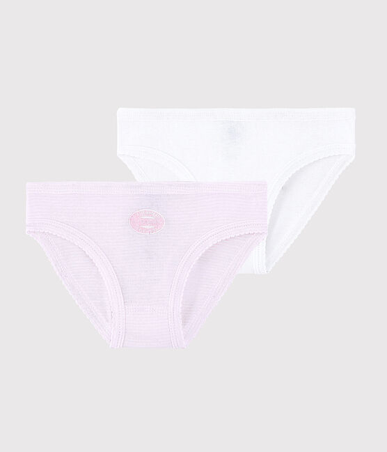 2er-Set Unterhosen aus Bio-Baumwolle mit pinkfarbenen Ringelstreifen für Mädchen variante 1