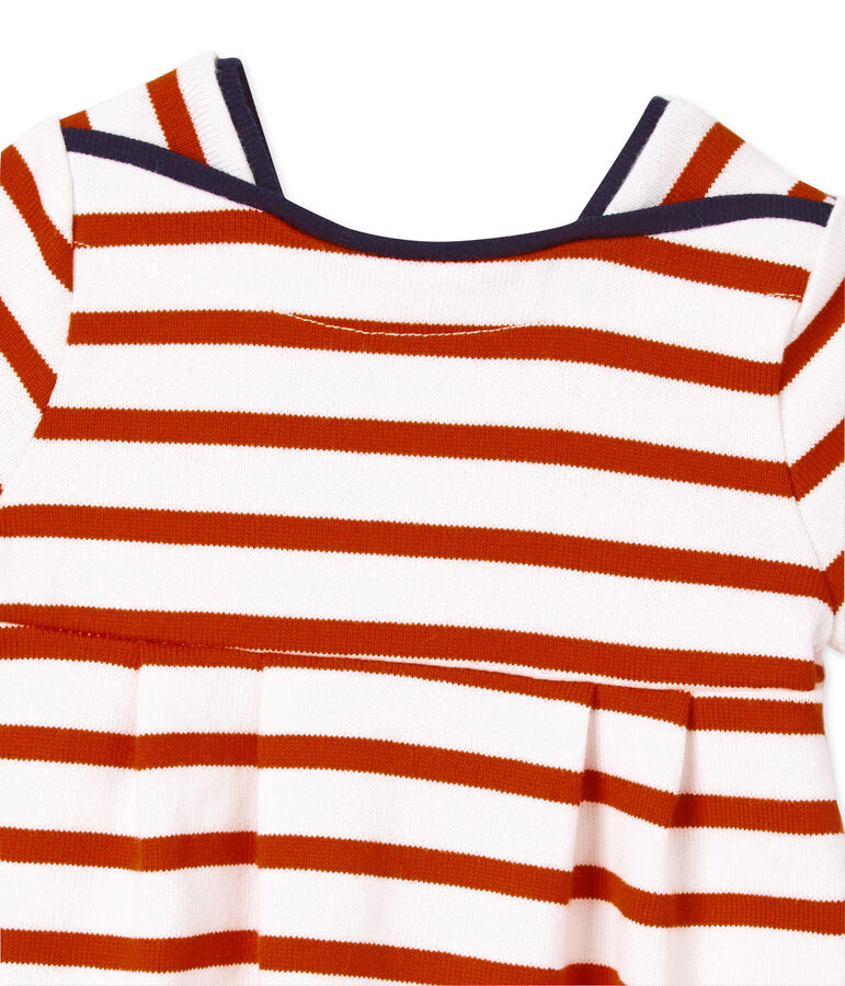 Robe b&eacute;b&eacute; fille en jersey lourd ray&eacute; weiss LAIT/rot PEPS