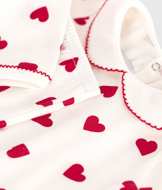 2-teiliger Stramper mit Herz-Motiv weiss MARSHMALLOW/rot TERKUIT
