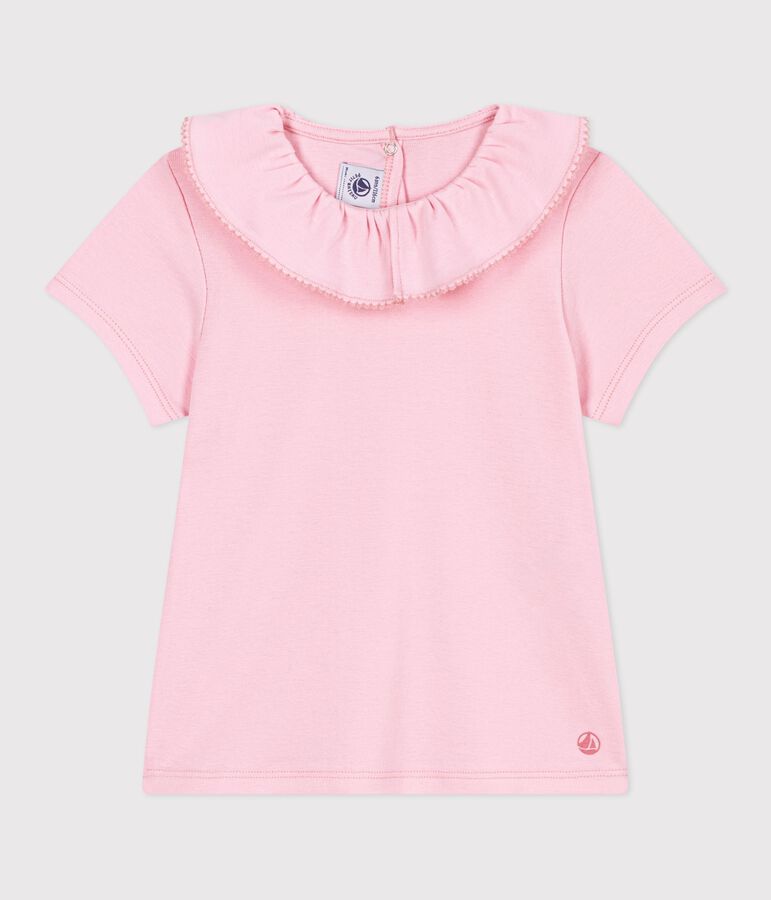 Kurz&auml;rmeliges Kinder T-Shirt aus einfarbiger Baumwolle rosa