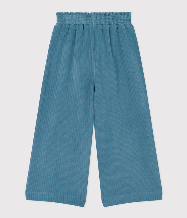 Weit geschnittene Kinder-Hose aus Feincord f&uuml;r M&auml;dchen blau