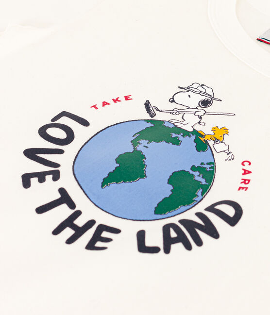Kurzärmeliges T-Shirt aus Baumwolle für Kinder Mädchen/Jungen weiss MARSHMALLOW