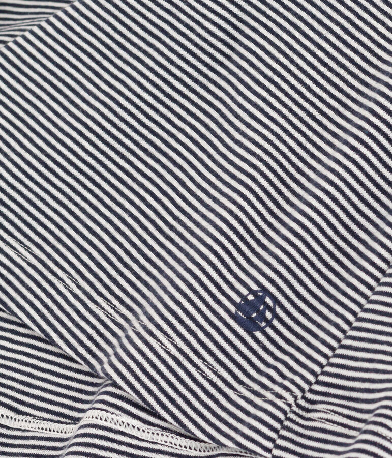 Gestreiftes Damen-Kurznachthemd aus Baumwolle blau SMOKING/weiss MARSHMALLOW