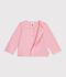 Baby-Cardigan aus einfarbiger Baumwolle mit Herzaufn&auml;her rosa