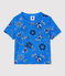Kurzärmeliges Baby-T-Shirt aus Bio-Baumwolle mit Bandanaprint blau BRASIER/weiss MULTICO