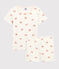 Kinder-Kurzpyjama aus Baumwolle mit Krabbenmotiv für Mädchen weiss MARSHMALLOW/weiss MULTICO